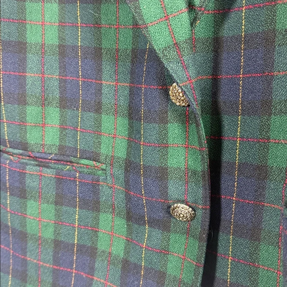 Vintage Alfred Dunner Wool Black Watch Tartan Plaid Blazer Preppy 12P